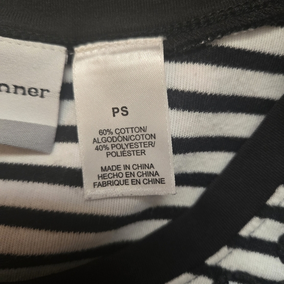 Alfed Dunner Striped Black and White Top with Embroidery Petite Small - Picture 5 of 6